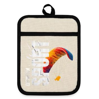 Eins mit dem Sport - Paragliden - Topflappen mit Gummirückseite - Leinen/Schwarz  - Vorne