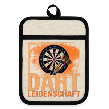 Dart Leidenschaft - Topflappen mit Gummirückseite - Leinen/Schwarz  - Vorne