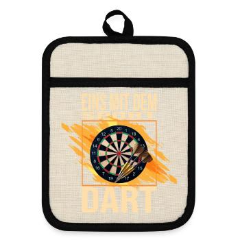 Eins mit dem Sport - Dart - Topflappen mit Gummirückseite - Leinen/Schwarz  - Vorne