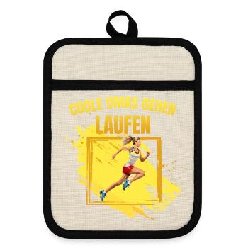 Coole Omas gehen Laufen - Topflappen mit Gummirückseite - Leinen/Schwarz  - Vorne