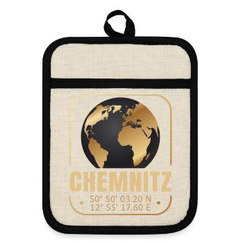 Chemnitz - Topflappen mit Gummirückseite - Leinen/Schwarz  - Vorne