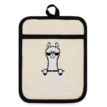 Lama Alpaca Not Funny Just Mean People Think Joke - Pot holders with rubber back - linen/black  - Front
