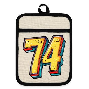 74 Number Colorful - Pot holders with rubber back - linen/black  - Front