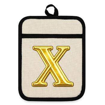 Emblème X Or - Maniques avec dos en caoutchouc - lin/noir  - Devant