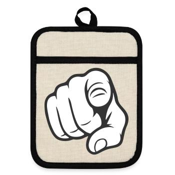 Pointing Finger You Gesture Sticker Design - Pot holders with rubber back - linen/black  - Front