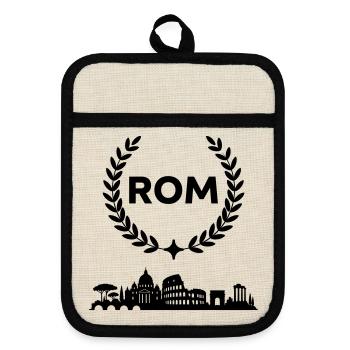 Rome Skyline - Pot holders with rubber back - linen/black  - Front