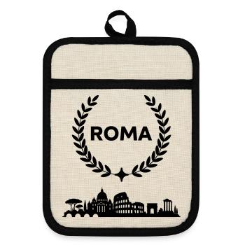 Roma - Topflappen mit Gummirückseite - Leinen/Schwarz  - Vorne