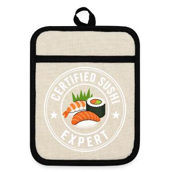 Sushi Expert Sushi Japonais Cadeau - Maniques avec dos en caoutchouc - lin/noir  - Devant