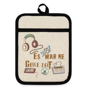 geile Zeit - Topflappen mit Gummirückseite - Leinen/Schwarz  - Vorne