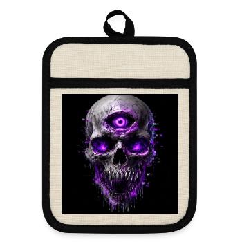 Halloween - Topflappen mit Gummirückseite - Leinen/Schwarz  - Vorne