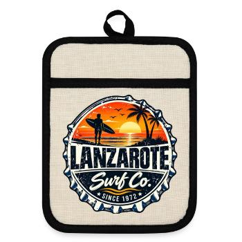 Lanzarote Surf Co. - Kanaren - Spanien - Surfing - Topflappen mit Gummirückseite - Leinen/Schwarz  - Vorne