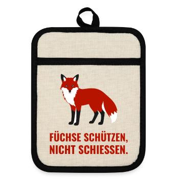 Füchse schützen, nicht schiessen - Topflappen mit Gummirückseite - Leinen/Schwarz  - Vorne