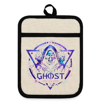 Geister-Neon-Triade – Horror – Halloween - Topflappen mit Gummirückseite - Leinen/Schwarz  - Vorne