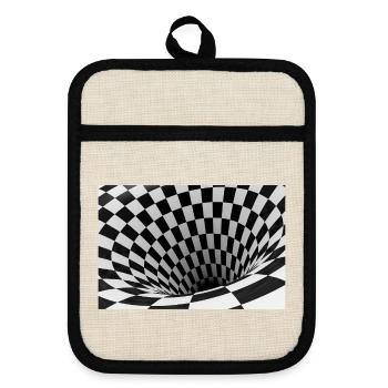 Vortex damier noir et blanc - Maniques avec dos en caoutchouc - lin/noir  - Devant
