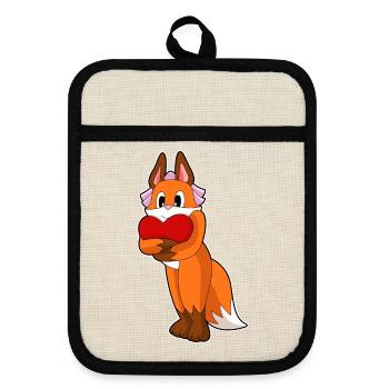 Fox Bride Heart Wedding - Pot holders with rubber back - linen/black  - Front