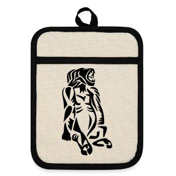 Gorilla - Pot holders with rubber back - linen/black  - Front
