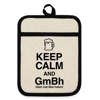 Keep Calm und geh mal Bier holen - Topflappen mit Gummirückseite - Leinen/Schwarz  - Vorne