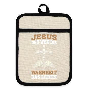 Jesus The Way The Truth The Christian Life - Pot holders with rubber back - linen/black  - Front
