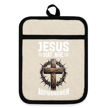 Jésus n’a jamais abandonné l’église des lecteurs de la Bible - Maniques avec dos en caoutchouc - lin/noir  - Devant