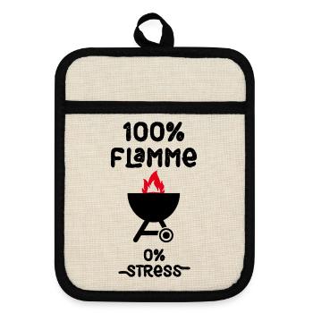 Grillmeister - Topflappen mit Gummirückseite - Leinen/Schwarz  - Vorne