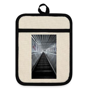 Urbaner Rolltreppe Noir - Topflappen mit Gummirückseite - Leinen/Schwarz  - Vorne