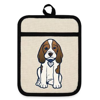 Illustration des Beagle-Herz-Welpen - Topflappen mit Gummirückseite - Leinen/Schwarz  - Vorne