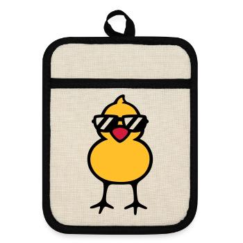 cool chick (rd) - Pot holders with rubber back - linen/black  - Front
