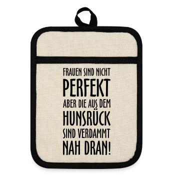 Die Frauen aus dem Hunsrück - Topflappen mit Gummirückseite - Leinen/Schwarz  - Vorne