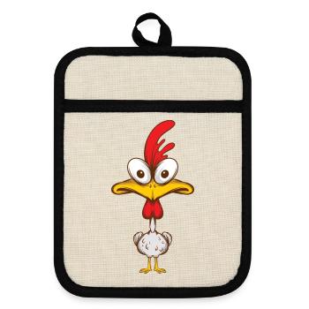 Expressive cartoon with big eyes - Pot holders with rubber back - linen/black  - Front