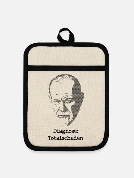 Freud Diagnose Totalschaden - Topflappen mit Gummirückseite - Leinen/Schwarz