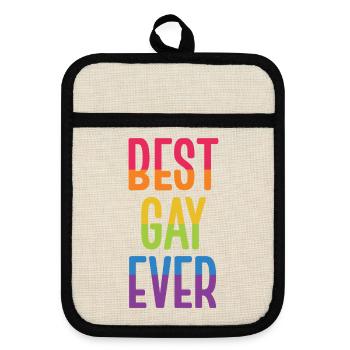 LGBT Pride Month - Best Gay Ever - Pot holders with rubber back - linen/black  - Front