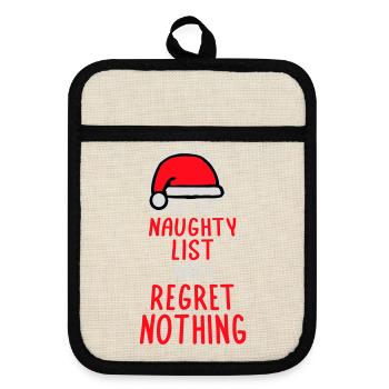 Sur la liste des vilains et ne regrette rien XMas Spruch - Maniques avec dos en caoutchouc - lin/noir  - Devant