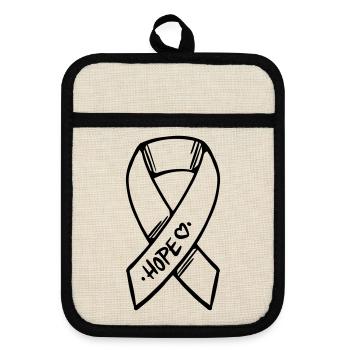 Loop Hope Cancer - Pot holders with rubber back - linen/black  - Front