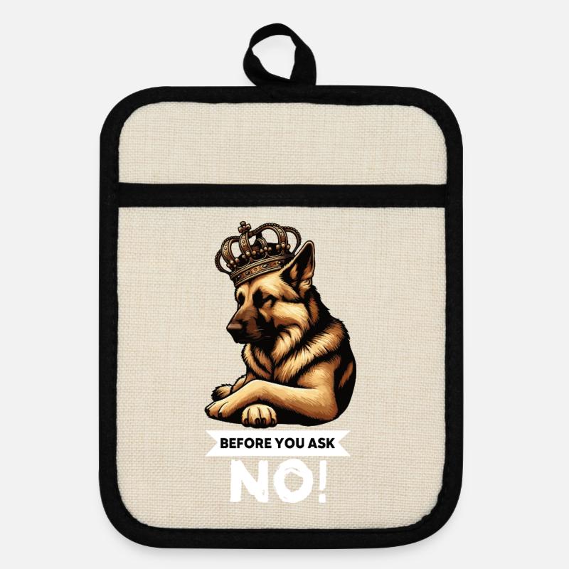 Before You Ask German Shepherd Shepherds - Pot holders with rubber back - linen/black