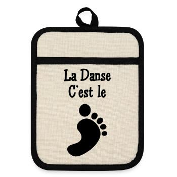 Dance is the foot - Pot holders with rubber back - linen/black  - Front