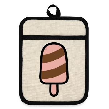 Eis am Stiel Grafik - Topflappen mit Gummirückseite - Leinen/Schwarz  - Vorne