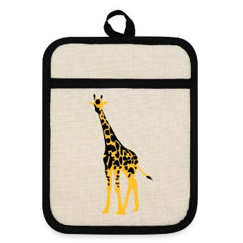 giraffe - Pot holders with rubber back - linen/black  - Front