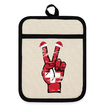 Switzerland Flag Christmas Peace Symbol Used - Pot holders with rubber back - linen/black  - Front