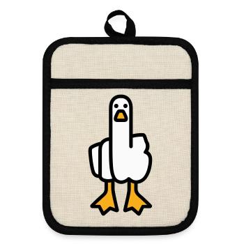 Statement Gans - Topflappen mit Gummirückseite - Leinen/Schwarz  - Vorne