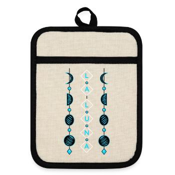Moon phases - Pot holders with rubber back - linen/black  - Front