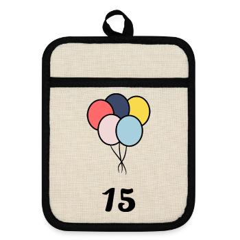 15. 15 YEARS. 15th ANNIVERSARY. 15 YEAR ANNIVERSARY. - Pot holders with rubber back - linen/black  - Front