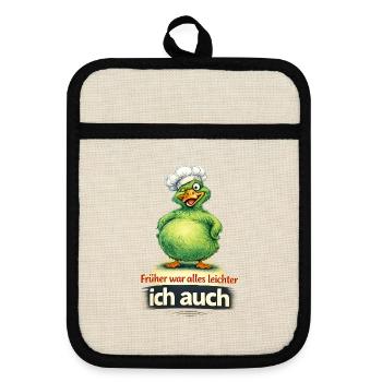 Frueher_leichter - Topflappen mit Gummirückseite - Leinen/Schwarz  - Vorne