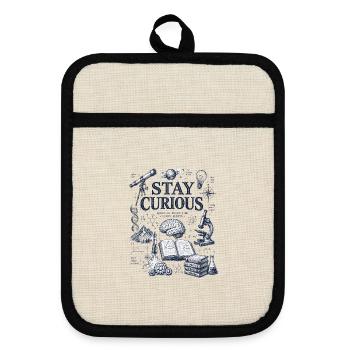 Reste Curieux: Doodles Scientifiques - Maniques avec dos en caoutchouc - lin/noir  - Devant