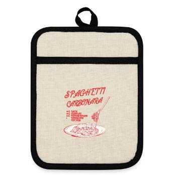Spaghetti Carbonara Recipe - Pot holders with rubber back - linen/black  - Front