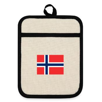 Norwegische Flaggenkreuz Design - Topflappen mit Gummirückseite - Leinen/Schwarz  - Vorne