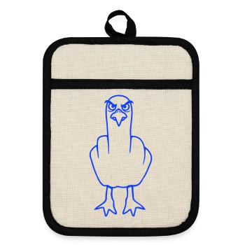 Seagull middle finger insult stinky finger naughty - Pot holders with rubber back - linen/black  - Front