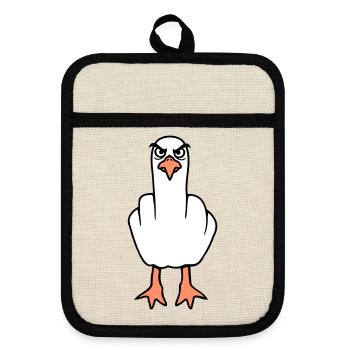 Mouette majeur insulte doigt puant vilain - Maniques avec dos en caoutchouc - lin/noir  - Devant