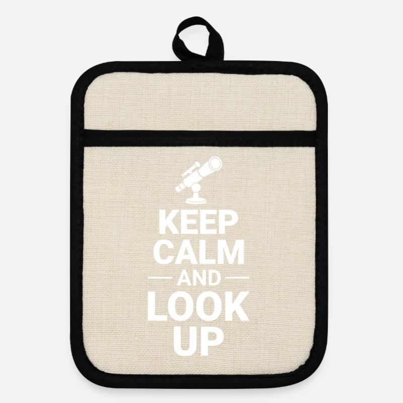 Planet Space Science Graphic  - Pot holders with rubber back - linen/black 