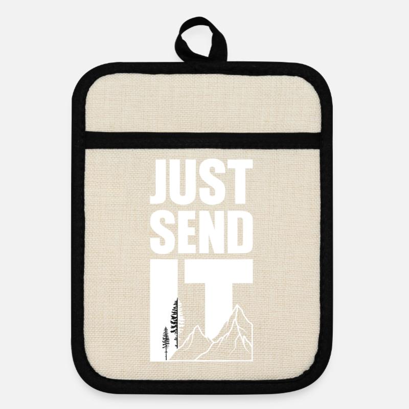 Just Send It - White - Pot holders with rubber back - linen/black 