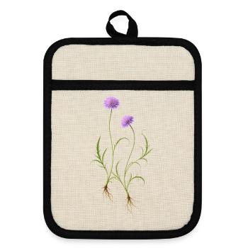 Meadow Flower Nature Illustration - Pot holders with rubber back - linen/black  - Front
